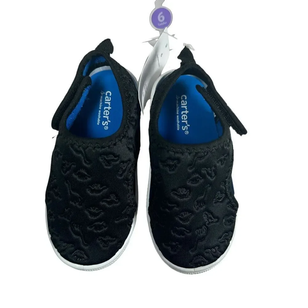 NWT Carters Toddler Shark Water Shoes‎ Sz 6 Black Padded Salinas Sandals